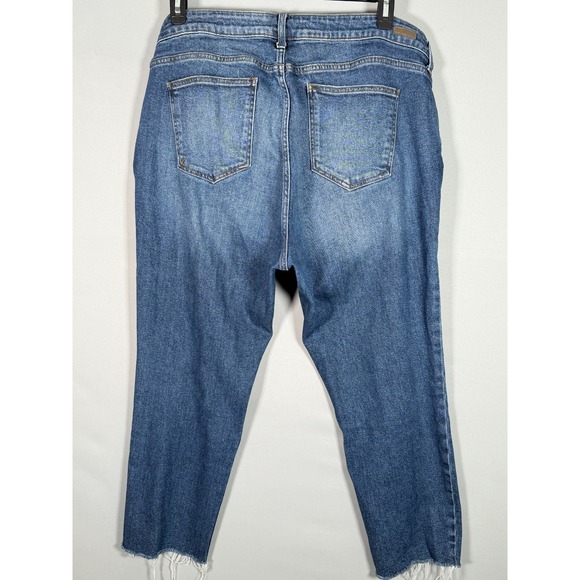 Kut from the Kloth Blue Ankle Straight Leg Jeans Women Size 18W 42x25.5 Raw Hem - Picture 8 of 9